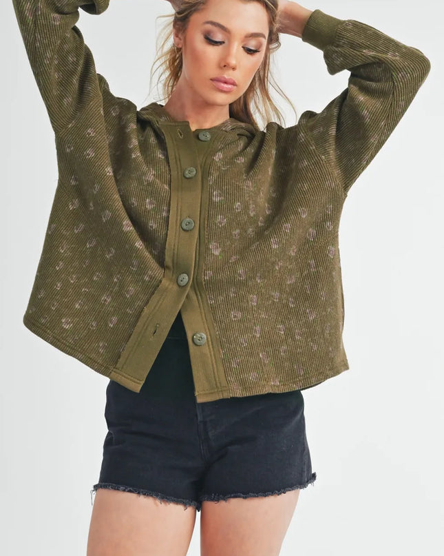 Aemi + Co Floral Button Up Hooded Jacket