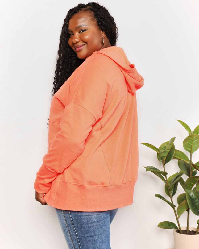 Double Take Quarter-Snap Dropped Shoulder Hoodie