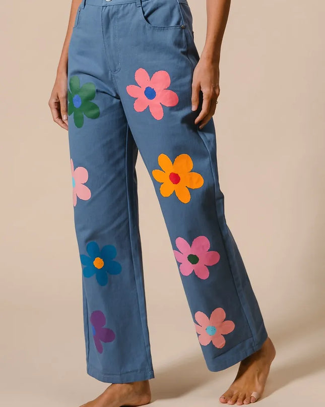 BiBi Flower Print Straight Legs Pants