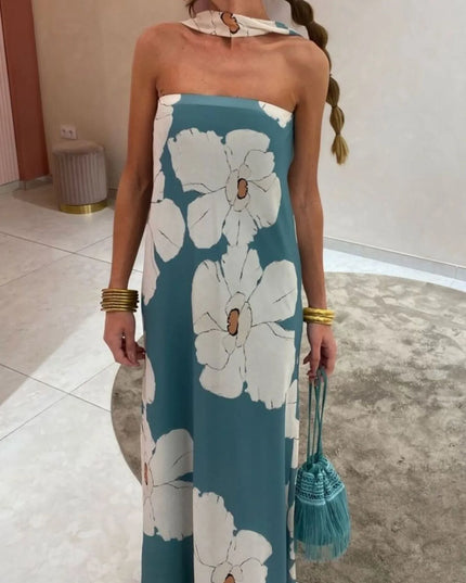 Printed Tube Maxi Dress