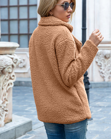 Ivy Lane Full Size Lapel Collar Sherpa Coat