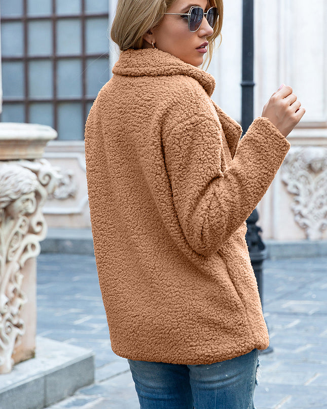 Ivy Lane Full Size Lapel Collar Sherpa Coat