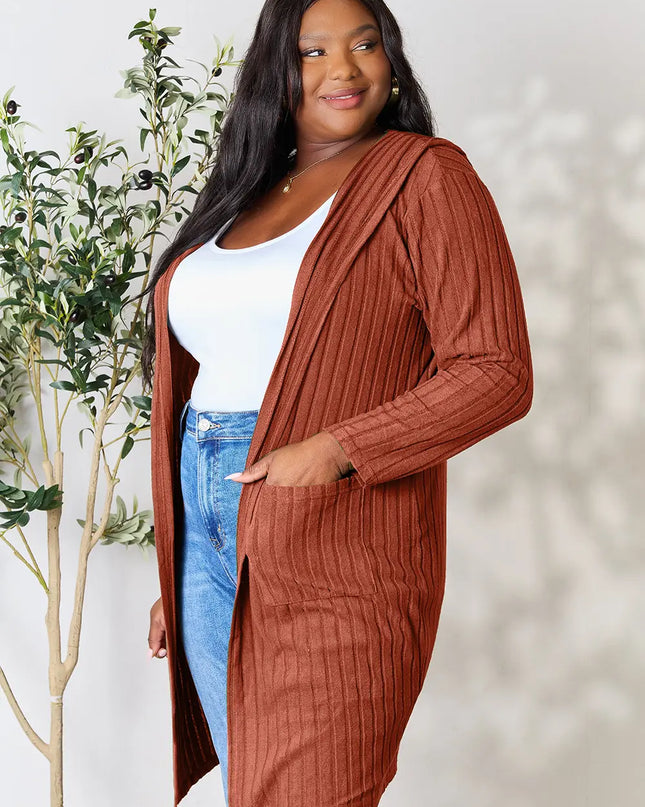 Basic Bae Full Size Hooded Sweater Cardigan