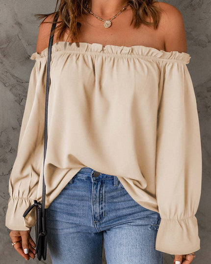 Off-Shoulder Flounce Sleeve Blouse 