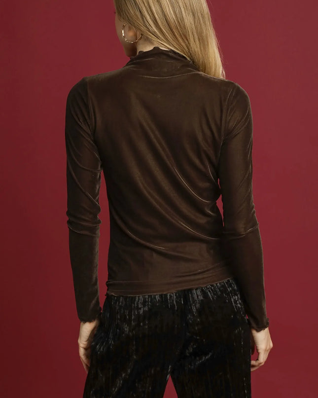 Umgee Mock Neck Long Sleeve Fitted Top