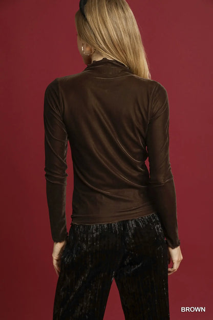 Umgee Mock Neck Long Sleeve Fitted Top