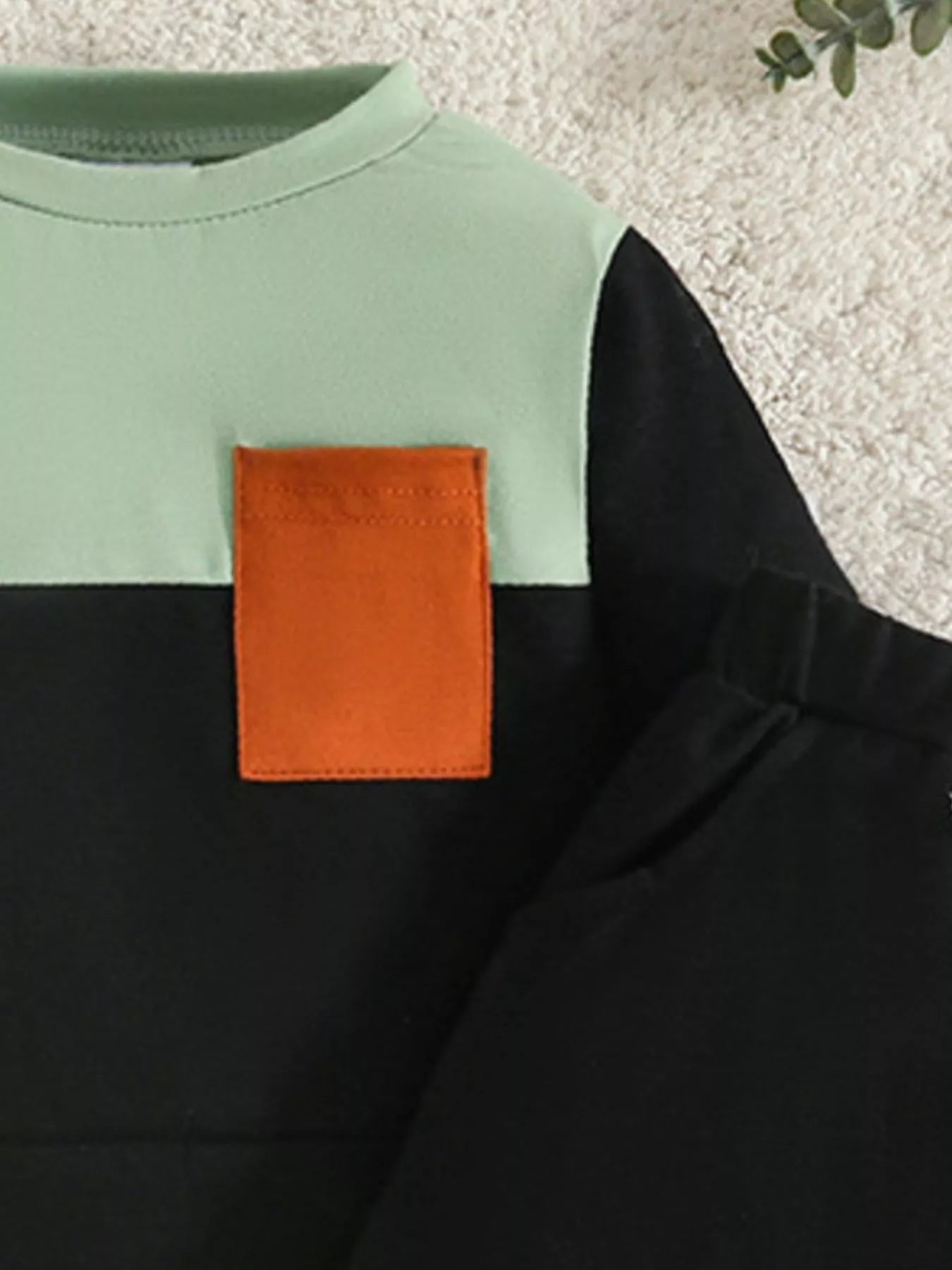 Children's Color Block Pocket Detail Top and Pants Outfit Set