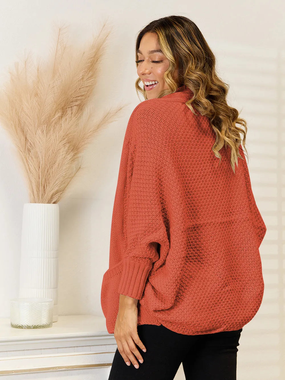 Angel Wings Open Front  Cardigan with Pockets 
