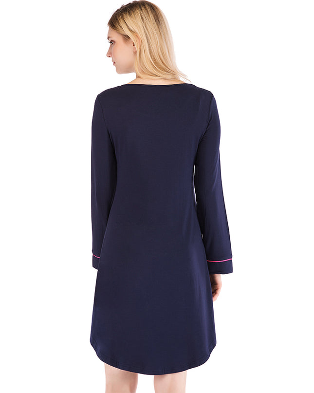 Round Neck Night Dress with Pocket