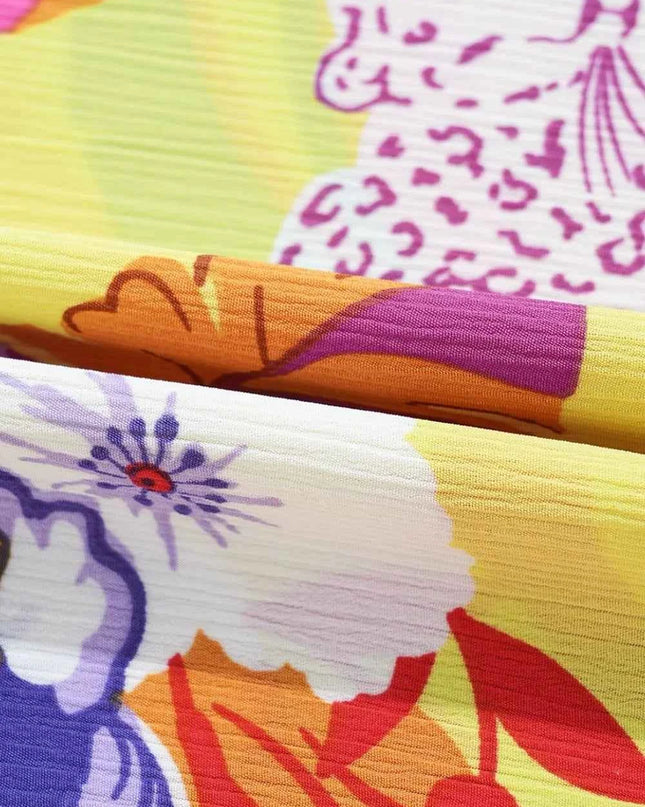 Cheetah Plant Print Shirred Button V Neck Maxi Dress