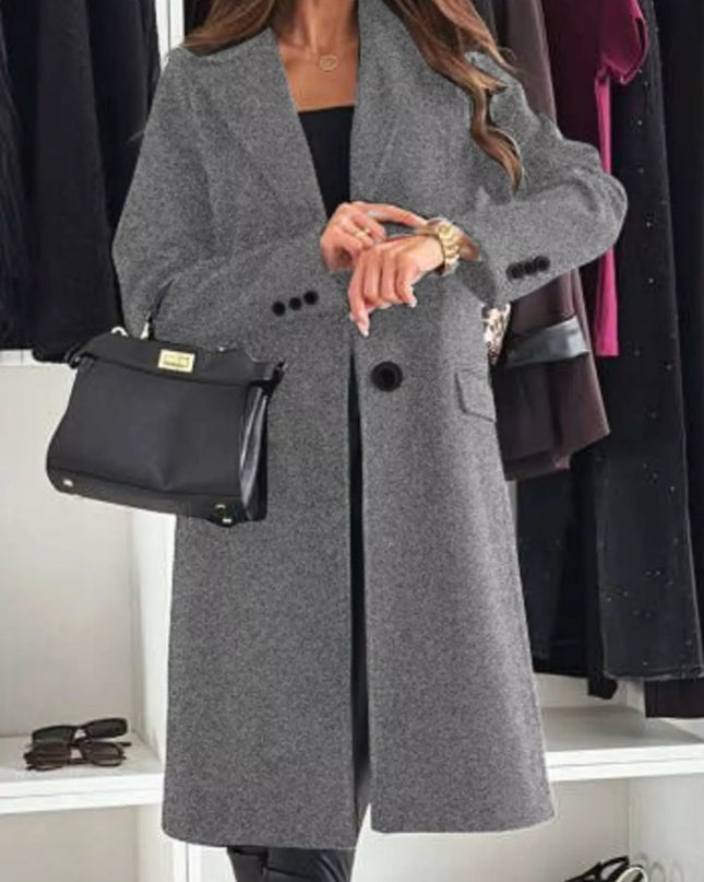 Lapel Collar Long Sleeve Coat