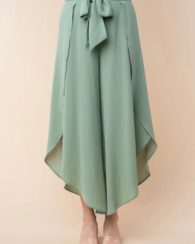 White Birch High Waisted Woven Pants Sage