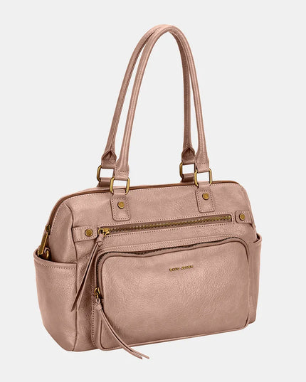 David Jones Zipper PU Leather Handbag Sand One Size