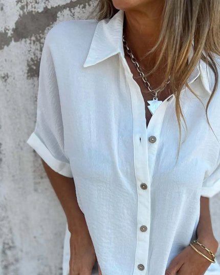 Full Size Collared Neck Half Sleeve Shirt Plus Size 