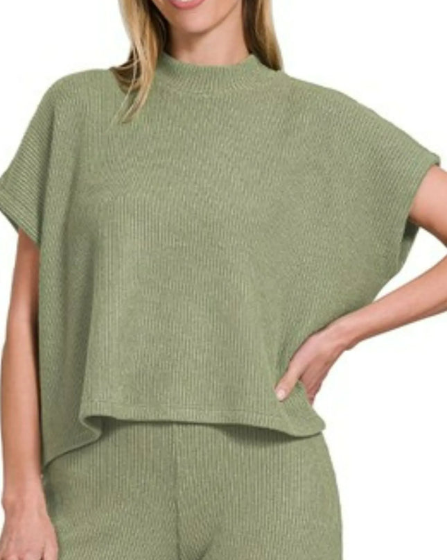 Zenana Sweater Boxy Top & Long Pants Set