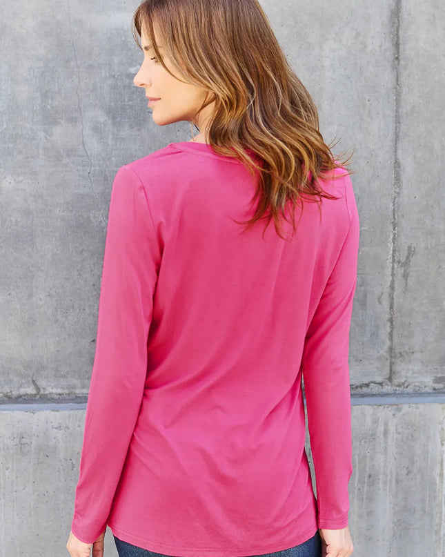 Basic Bae Full Size V-Neck Long Sleeve Top