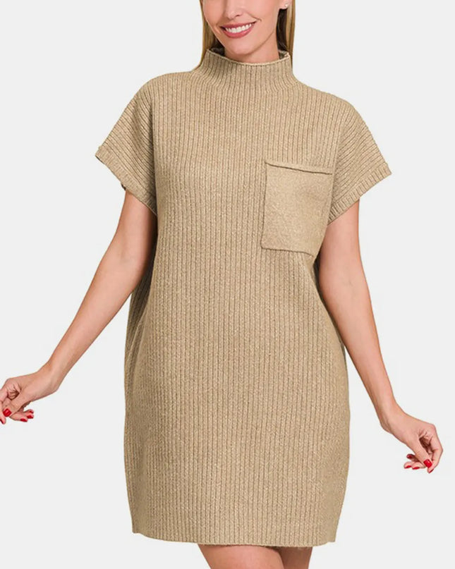 Zenana Short Sleeve Sweater Mini Dress