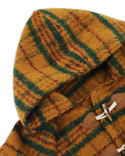 Plaid Long Sleeve Hooded Coat with Pockets