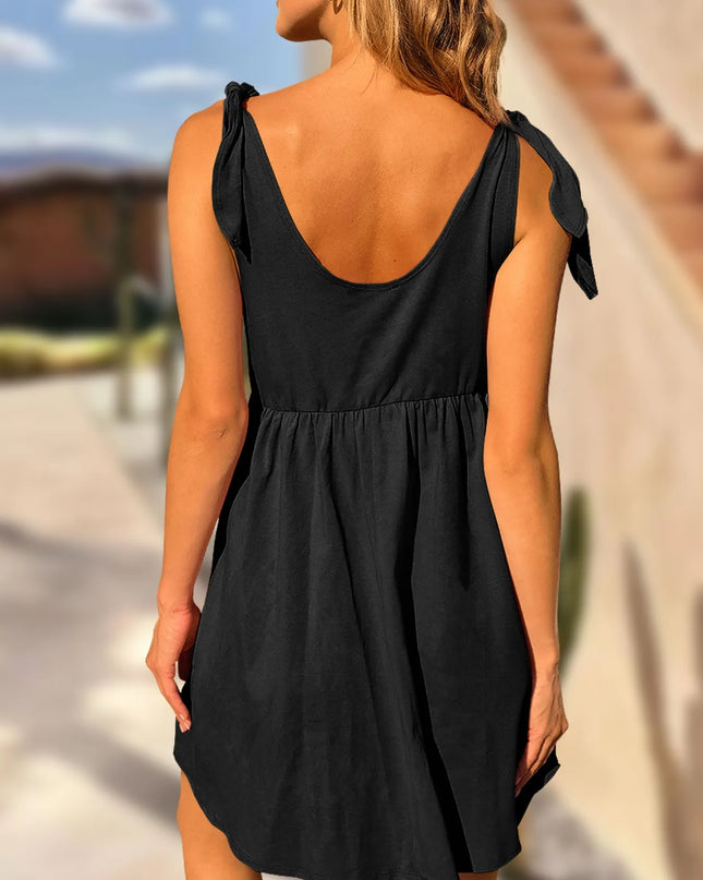 Tie-Shoulder Flowy Tank Dress