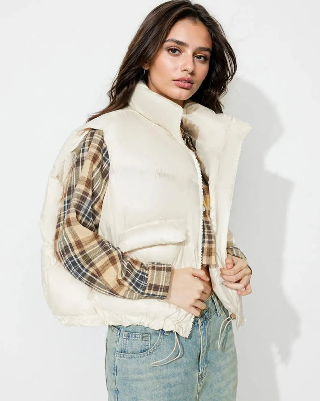 Zip Up Vest Coat with Pockets