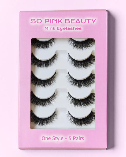 SO PINK BEAUTY Mink Eyelashes 5 Pairs 