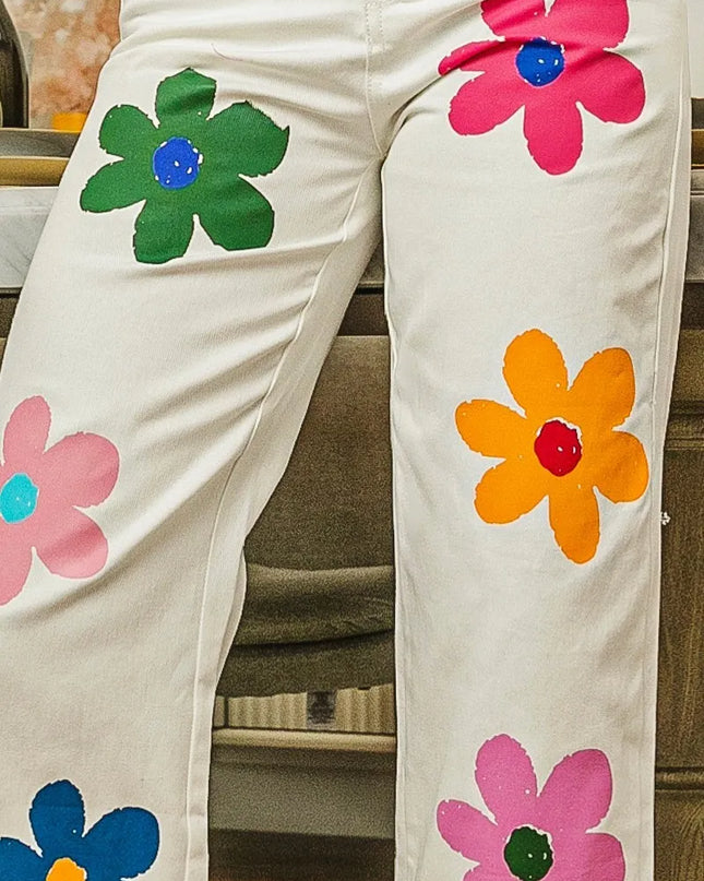 BiBi Flower Print Straight Legs Pants