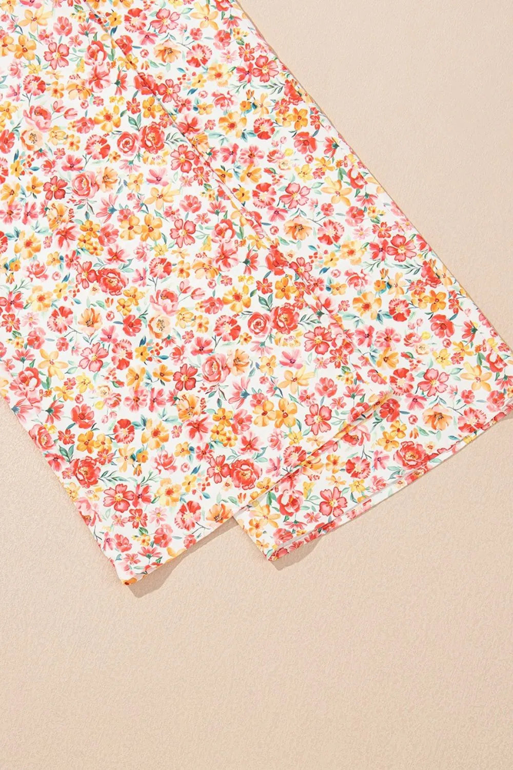 Boho Floral Bandeau Top and High Waist Wide Leg Pants Set