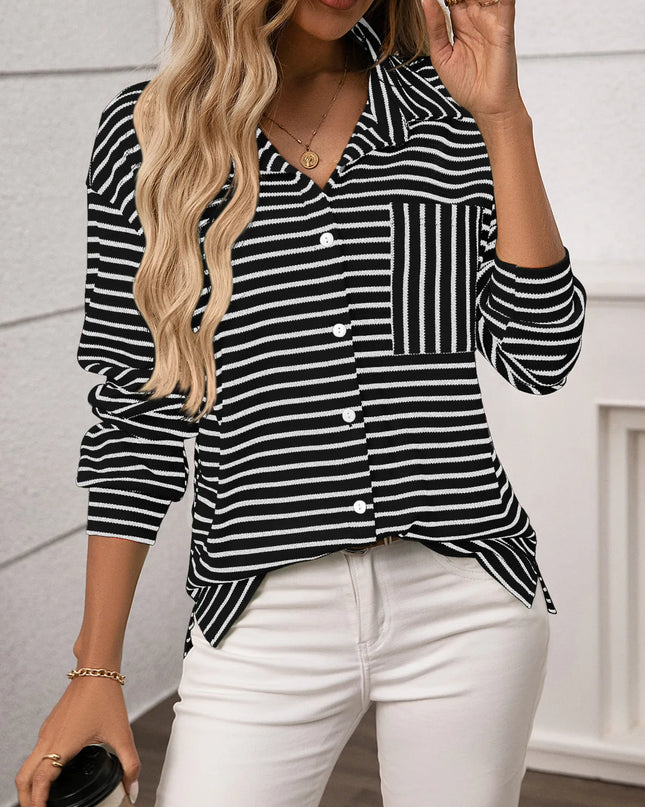 Striped Button Up Long Sleeve Shirt