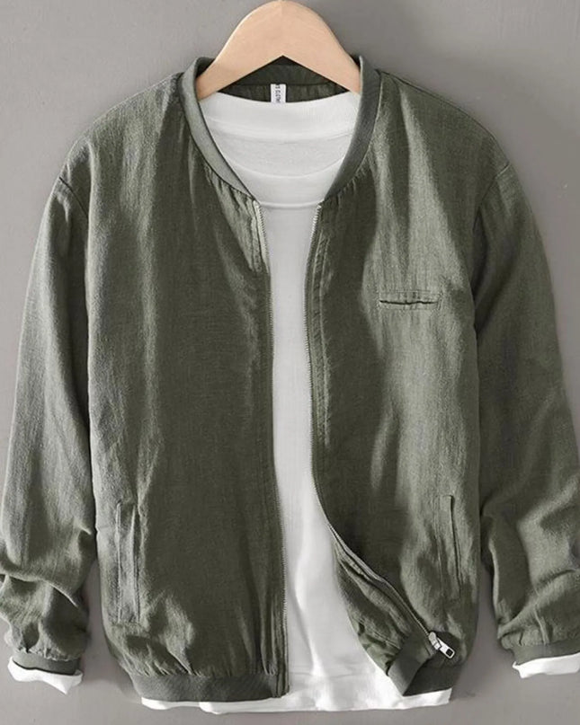 Men's Plus Size Zip Up Long Sleeve Jacket Green