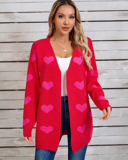 Angel Wings Heart Open Front Long Sleeve Cardigan