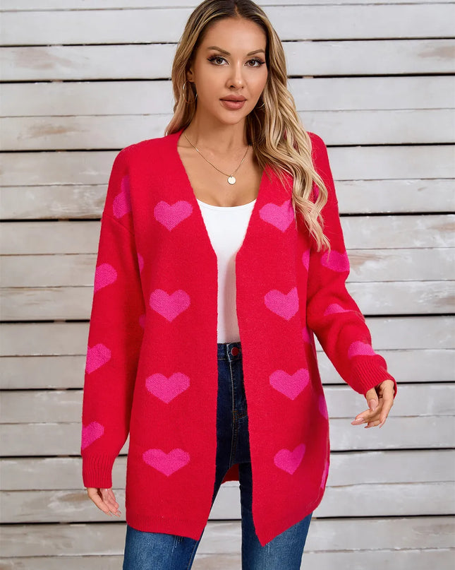 Angel Wings Heart Open Front Long Sleeve Cardigan
