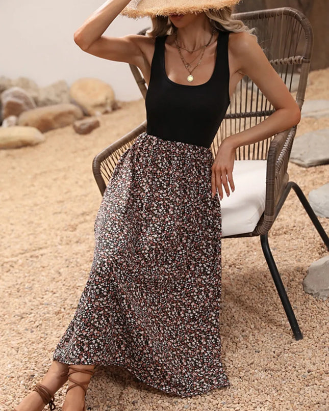 Scoop Neck Wide Strap Printed Dress 