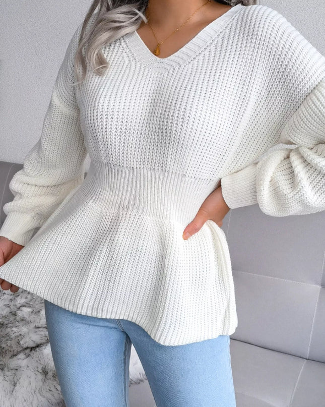 V-Neck Dropped Shoulder Sweater