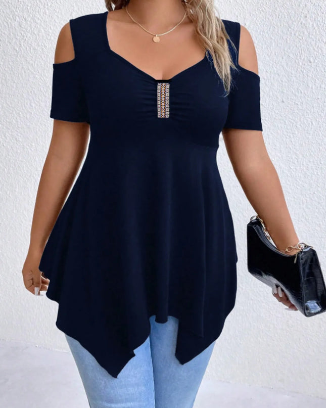 Cold Shoulder Short Sleeve Blouse 