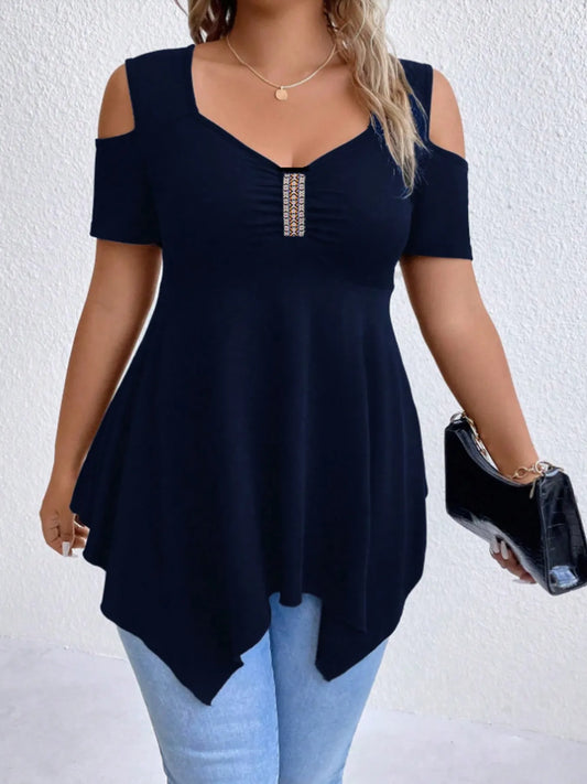 Cold Shoulder Short Sleeve Blouse 
