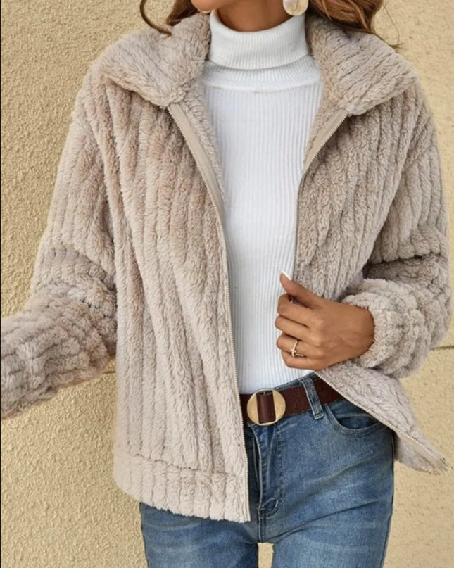 Plush Zip Up Long Sleeve Jacket