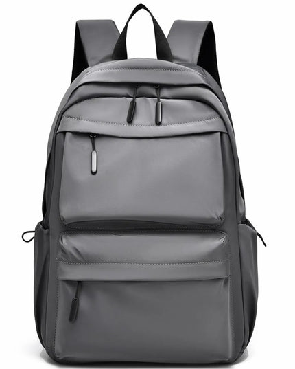 Multi Pocketed Adjustable Strap Backpack Bag Gray One Size