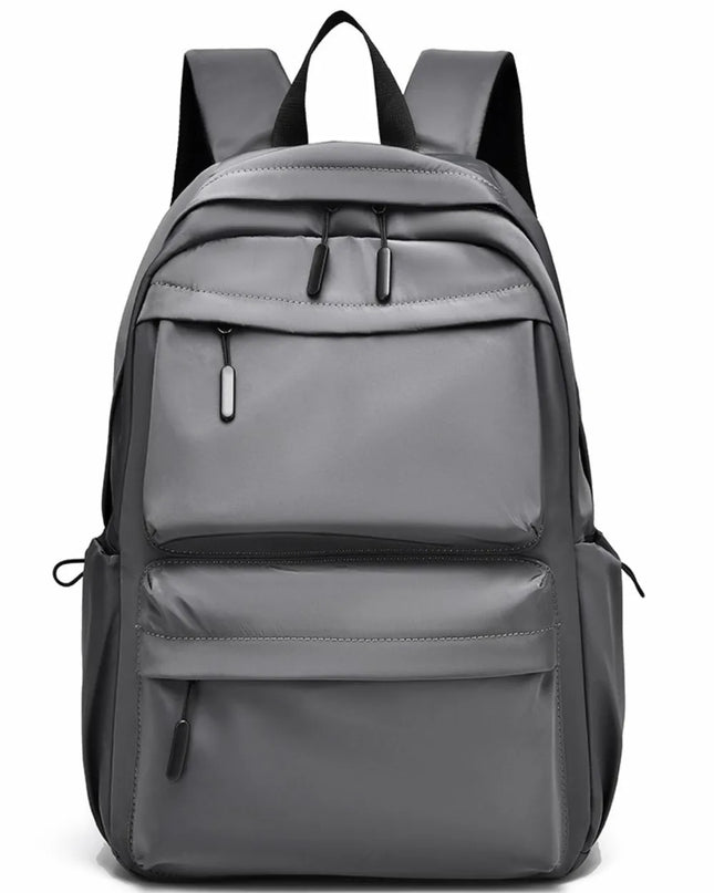 Multi Pocketed Adjustable Strap Backpack Bag Gray One Size