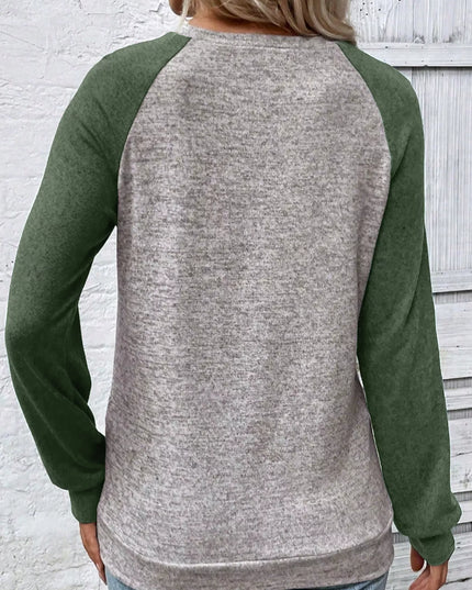 Color Block Raglan Long Sleeve T Shirt