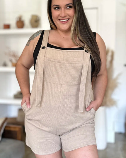 Double Take Full Size Texture Sleeveless Romper