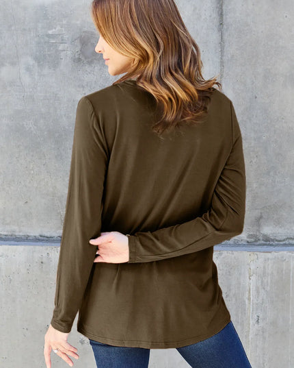 Basic Bae Full Size V-Neck Long Sleeve Top