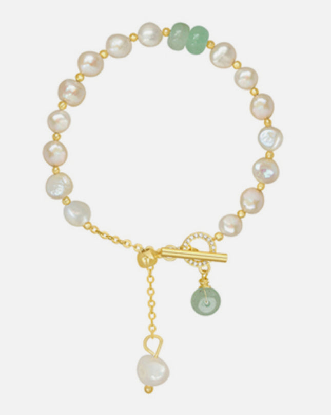 Pearl Green Stone Link Bracelet 