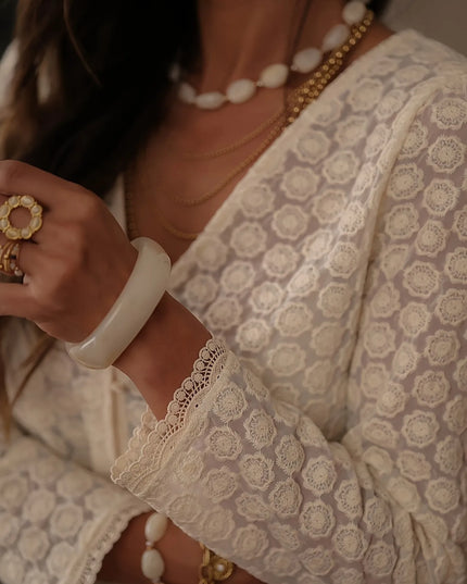 Lace Button Up Long Sleeve Shirt