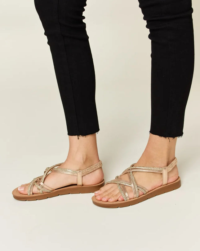 Forever Link Rhinestone Crisscross Flat Sandals