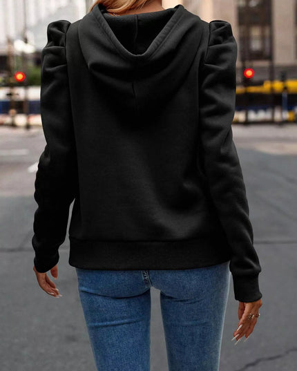 Puff Sleeve Hoodie with Drawstring