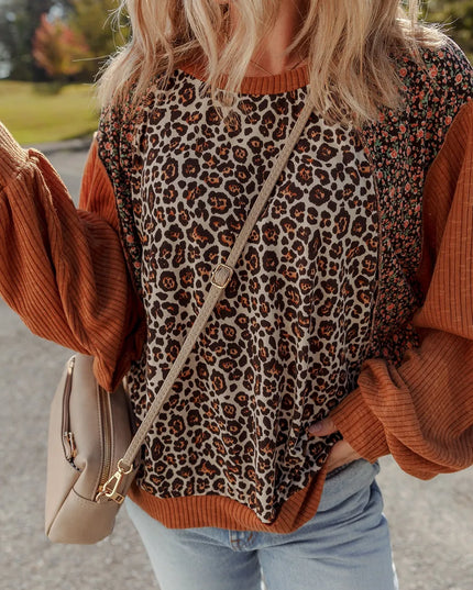 Leopard Print Long Sleeve Sweatshirt