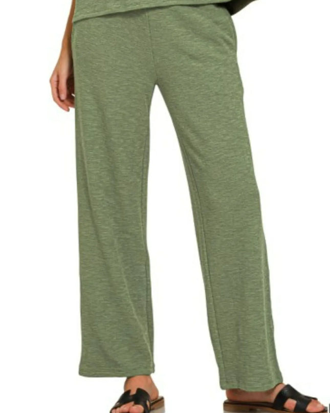 Zenana Slub Short Sleeve T-Shirt and Pants Set