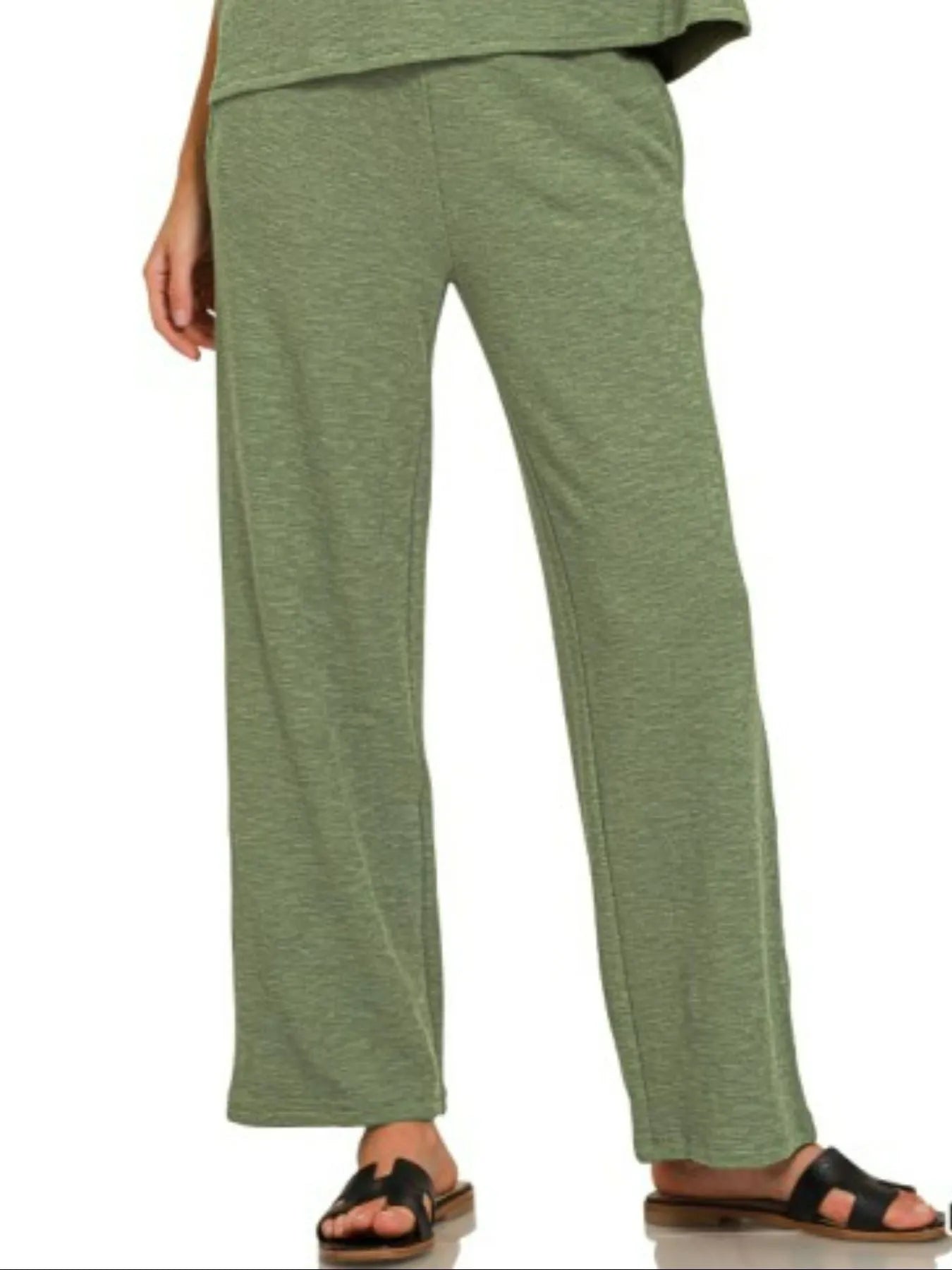 Zenana Slub Short Sleeve T-Shirt and Pants Set