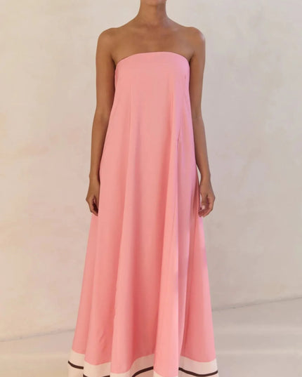 Smocked Printed Tube Maxi Dress