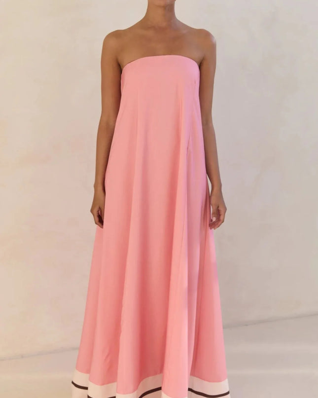 Smocked Printed Tube Maxi Dress